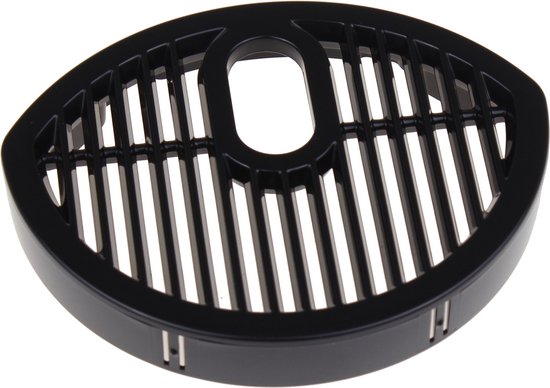Zwarte Dolce Gusto basisrooster met ovale opening in het midden en verticale spijlen.