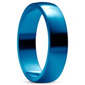 Ferrum | Anneau bleu en acier inoxydable brossé - profil en 'D' - 6 mm