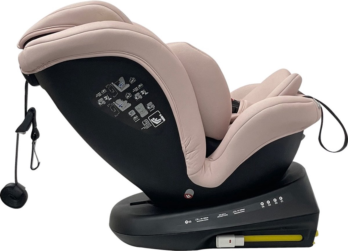 Ding Ding Aiden Autostoel Roze - 360° Draaibaar, i-Size, 0-12 jaar thumbnail 6