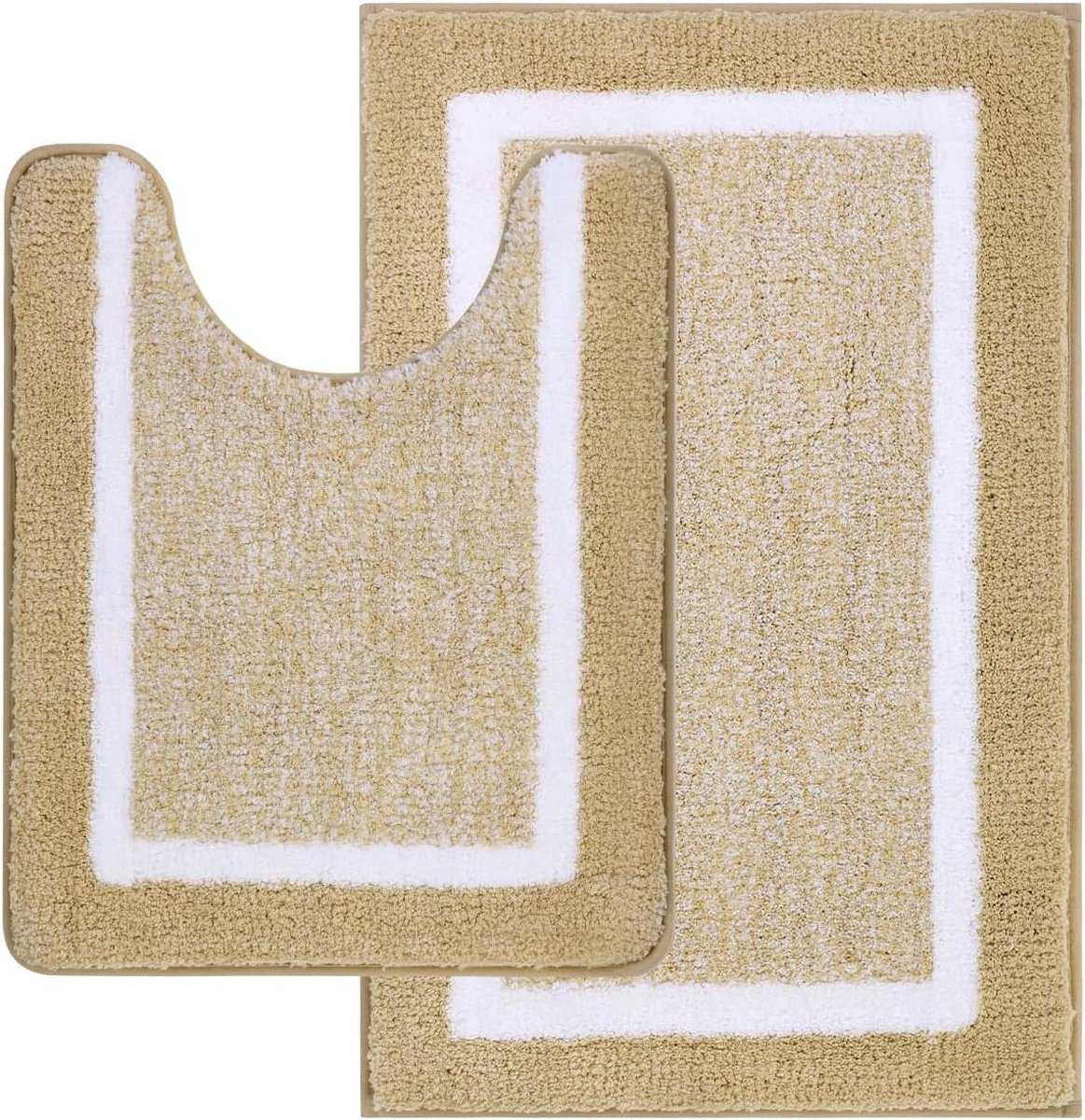 Absorberende antislip microvezel badmat en toiletmat - extra dik - beige Badmat