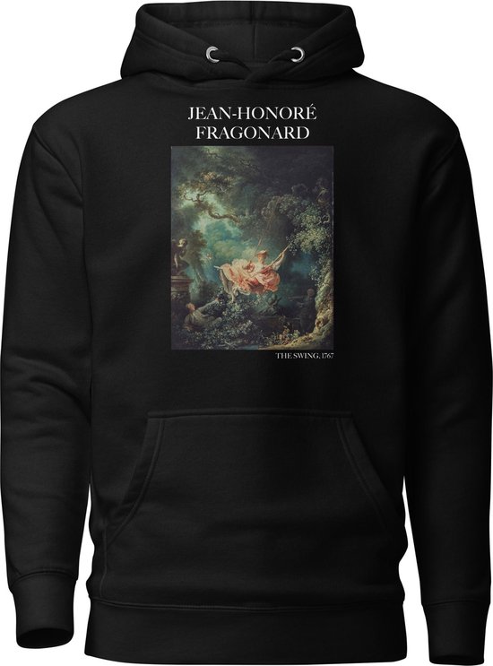 Jean-Honoré Fragonard 'De Zwaai' ("The Swing") Beroemd Schilderij Hoodie | Unisex Premium Kunst Hoodie | Zwart | XL