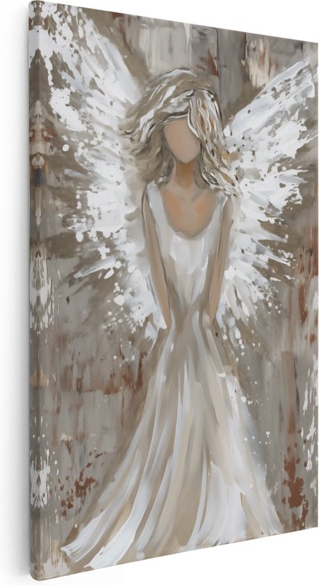 Artaza Tableau sur toile Engel dans une robe Witte - 60x90 - Décoration murale - Photo sur toile - Impression sur toile