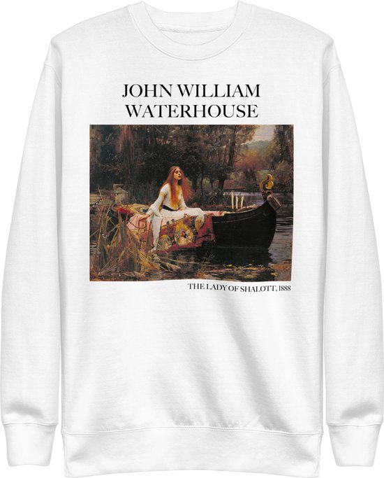 John William Waterhouse 'De Dame van Shalott' ("The Lady of Shalott") Beroemd Schilderij Sweatshirt | Unisex Premium Sweatshirt | Wit | M