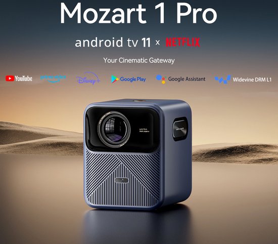 Wanbo Mozart 1 Pro Projector - Android TV 11 - 900 ANSI Lumen