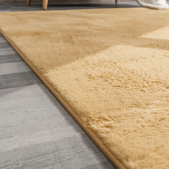Hoogpolig modern vloerkleed effen Glam - crème