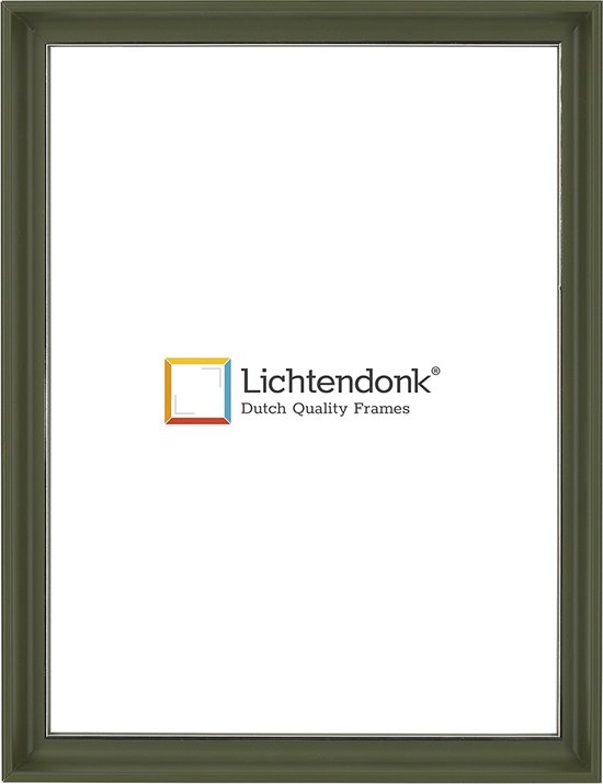 Cadre photo Design - Vert olive avec ligne argentée - Format photo 20x60 - Verre transparent - Art. 1075000220602