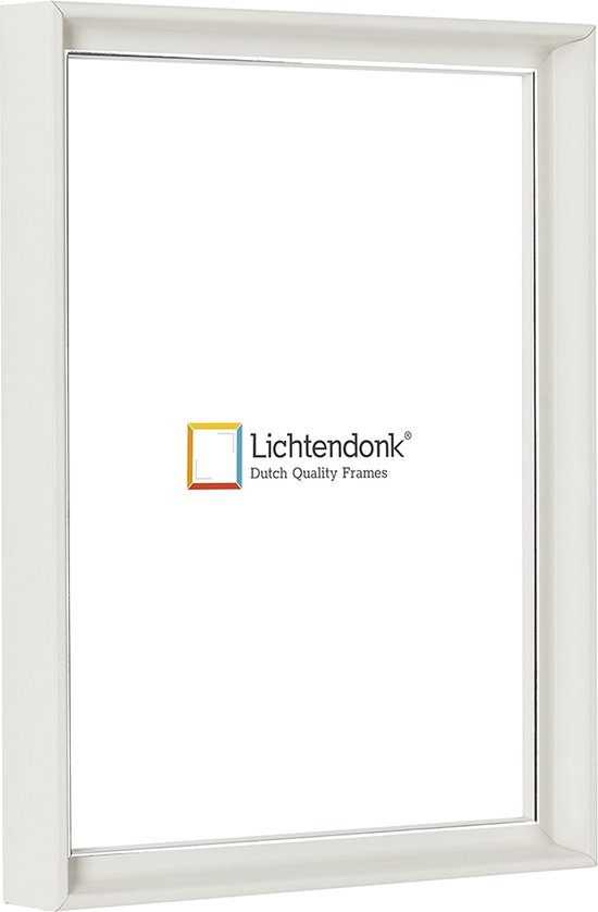 Design Fotolijst - Wit met Zilverlijn - Fotomaat 10x15 - Helder glas - Art.nr. 1075000310152