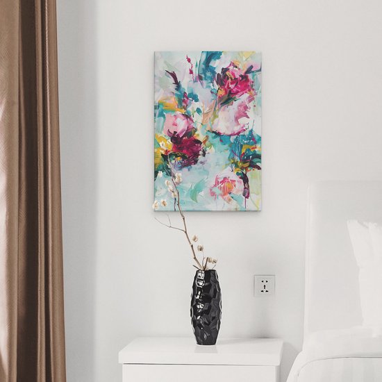 Artaza Canvas Schilderij Bloemen Abstract - 20x30 cm - Klein - Muurdecoratie Canvas Schilderijen Woonkamer - Wanddecoratie Abstracte Kunst - Schilderijen Op Canvas