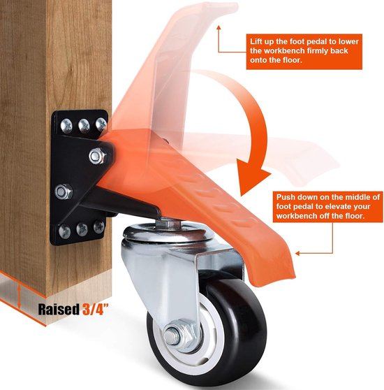 SOLEJAZZ Workbench Caster kit 4 Heavy Duty Retractable Workbench Caster Wheel Al SOLEJAZZ Workbench Caster kit 4 Heavy Duty Retractable Workbench Caster Wheel Al