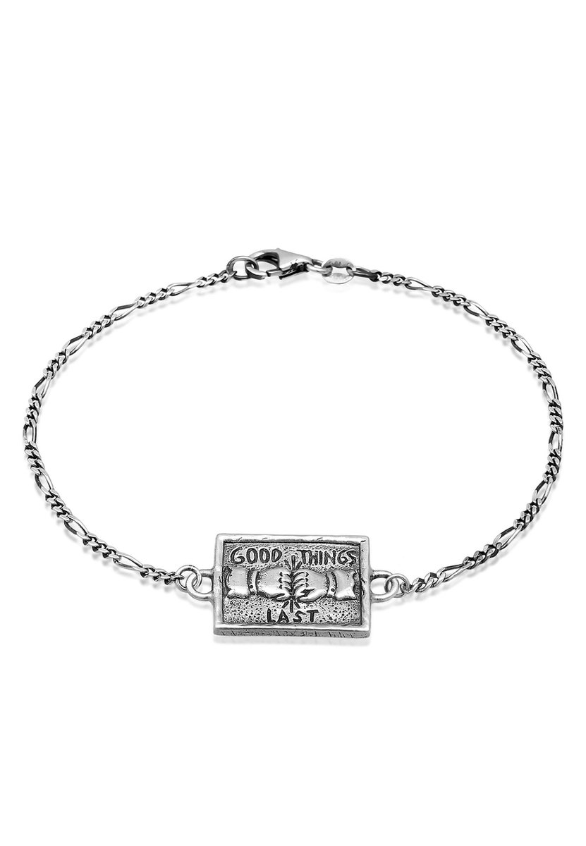 Haze & Glory - Armband - HG HAZE & GLORY - Armband heren in 925 Sterling Zilver, sieraden mannen, zilveren armband met geoxideerde Hanger, Cool, Good Things, 18-19 cm - Heren
