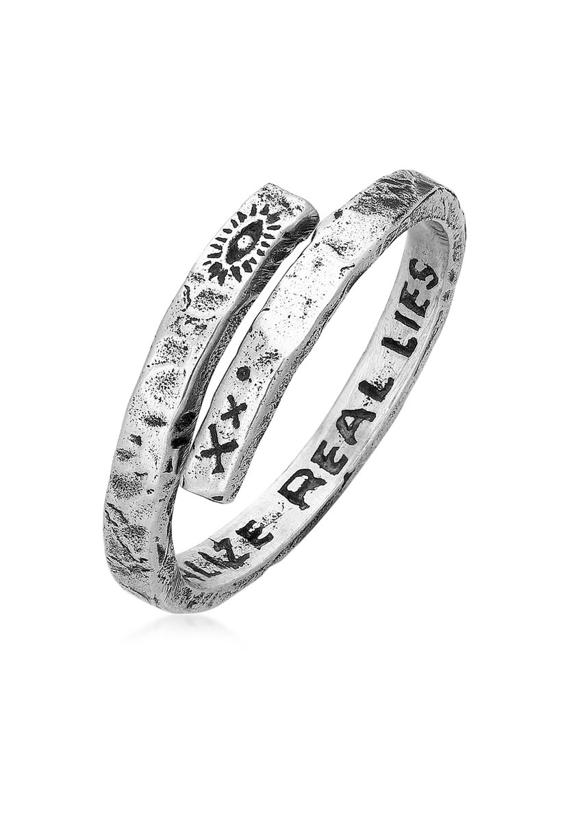 Haze & Glory - Ring - HG HAZE & GLORY - Ring voor Heren gemaakt van 925 sterling zilver, Sieraden Heren, Zilveren ring geoxideerd, Cool, Twisted Eye - Heren