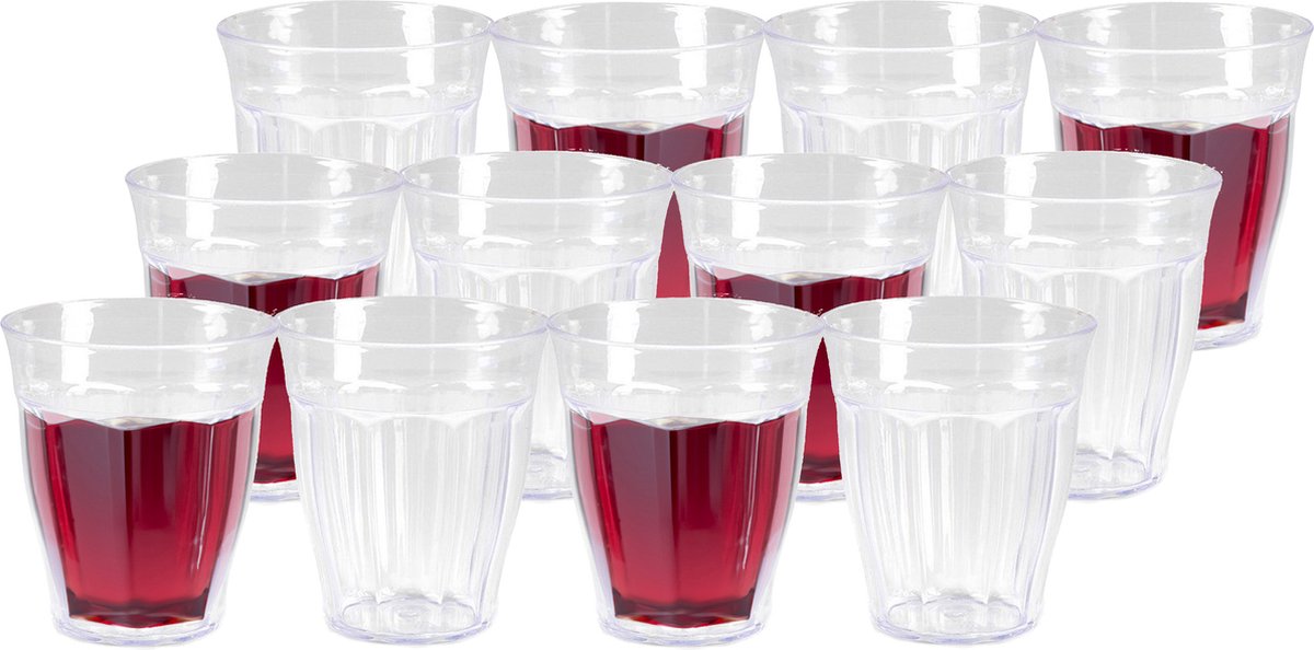 Goedkoopste PlasticForte Drinkglazen/waterglazen Picardie - 12x stuks - kunststof - transparant - 250 ml - onbreekbaar