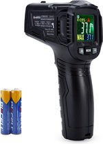 Intirilife Infrarood thermometer in zwart – contactloze pyrometer meetinstrument met LCD voor contactloos meten – temperatuurmeter vochtmeter
