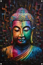 Boeddha posters - Beeldhouwkunst poster - Tuinposters Verf - Tuinschilderij voor buiten - Schuttingdoek - Decoratie muur tuinposter 100x150 cm