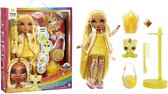 Rainbow High popmodel met slijm en huisdier - Sunny (geel) - glitterpop 28 cm met sprankelend slijm, magisch huisdier en een