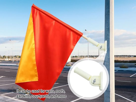 Support De Drapeau Réglable Extérieur - Fixation Murale Ou Sur Toit - Alliage Aluminium Résistant Vent - Noir
