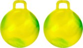Skippybal marble - 2x - geel/groen - D45 cm - buitenspeelgoed voor kinderen