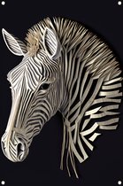 Zebra tuinposter - Dier tuinposter - Tuinposters Strepen - Tuinschilderij voor buiten - Tuin posters - Tuindecoratie tuinposter 40x60 cm