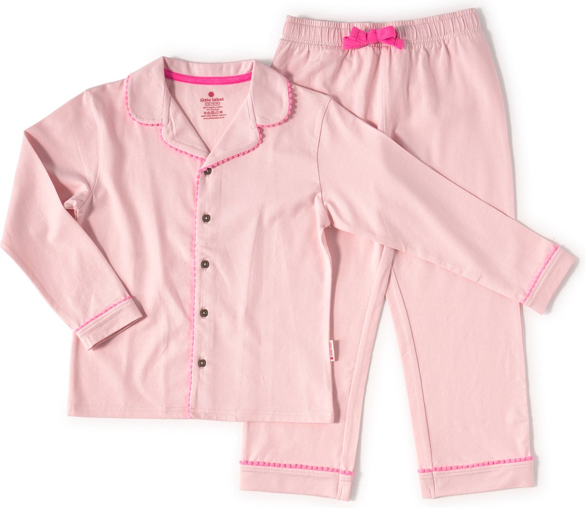 Little Label - meisjes pyjama - roze - 8Y/122-128 - Zachte BIO Katoen