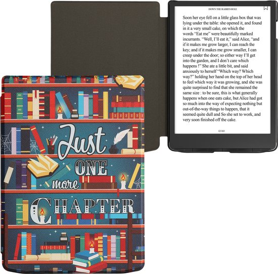 kwmobile e-reader hoesje geschikt voor Pocketbook InkPad 4 / Color 3 / Color 2 / Vivlio InkPad 4 / InkPad Color 3 hoes - E reader flip case met magnetische sluiting - Ereader cover - bibliotheek design in meerkleurig van kwmobile — afbeelding 5