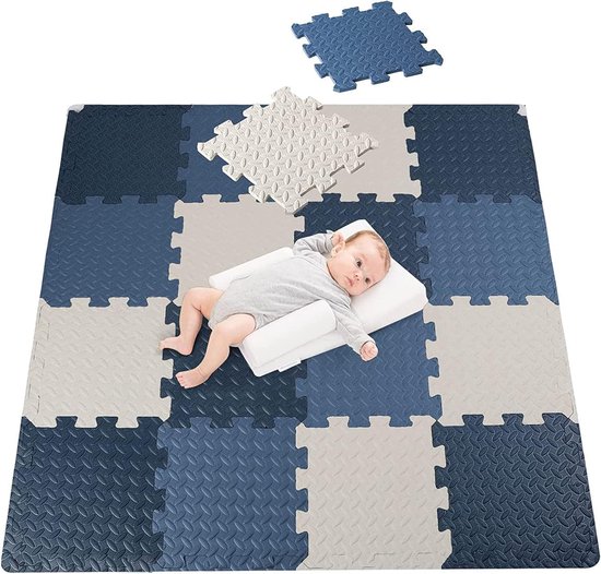 Puzzelmatten voor baby's, 18 delen, schuimstofmat, speelmat, vloerbeschermingsmat voor baby's, kinderen, 30 x 30 x 1,2 cm, 1,6 m² grote yogamat