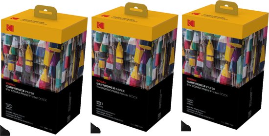KODAK Pack Bundle 3 x PHC120 – Cartouche et papiers 360 photos format 10 x 15 cm (Compatible imprimante KODAK PD450, PD480, PD450WIFI et PD460)
