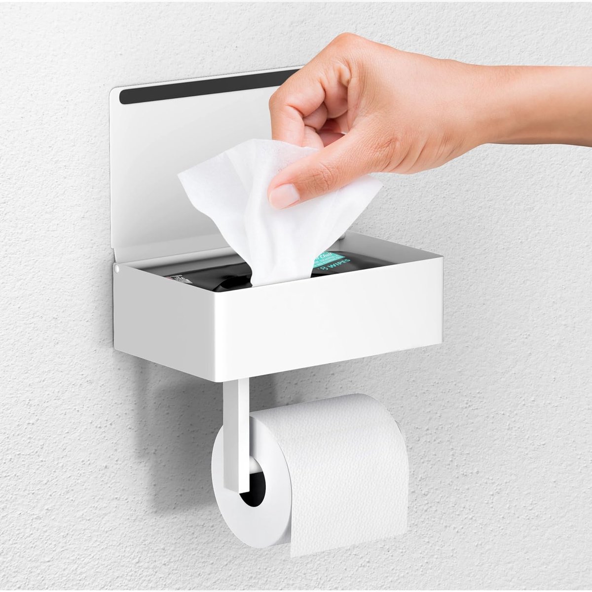 DOKKOME Toiletpapierhouder, zwart, zonder boren DOKKOME Toiletpapierhouder, zwart, zonder boren