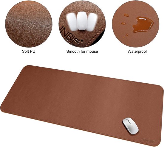 Luxe lederen bureau-onderlegger, grote muismat met randbescherming, waterdichte gladde schrijfmat voor laptop toetsenbord-60x40cm-groen