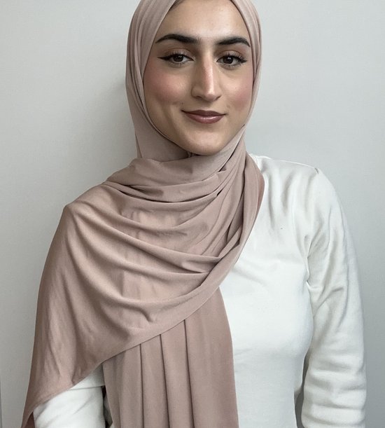 Hijab Premium Jersey Beige - Sjaal - Hoofddoek - Turban - Jersey Scarf - Sjawl - Dames hoofddoek - Islam
