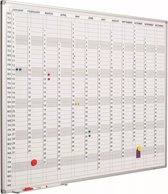 Whiteboard PRO Florentino - Emaille staal - Incl. maand/dag/cijferstrips - Weekplanner - Maandplanner - Jaarplanner - Magnetisch - Wit - Engels - 90x120cm