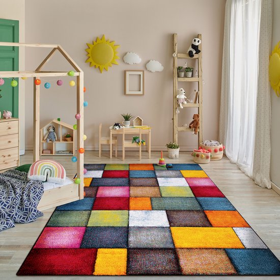 Paco Home Tapis De Créateur Avec Contours Découpés Motif à Carreaux En Turquoise Gris Turquoise 120x170 cm - Maison Paco Home Tapis De Créateur Avec Contours Découpés Motif à Carreaux En Turquoise Gris Turquoise 120x170 cm - Maison