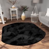 Paco Home Vloerkleed Woonkamer Imitatiebont Pluche Hoogpolig Shaggy Zacht Wasbaar Verschillende Kleuren 150x170 cm Oval