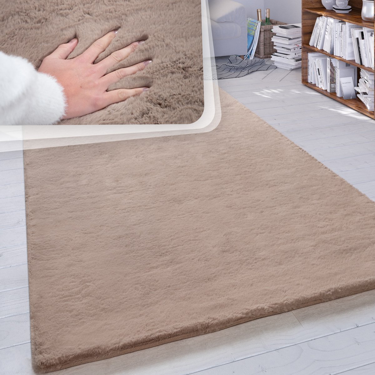 Paco Home Hoogpolig vloerkleed woonkamer kunstvacht superzacht effen 200x290 cm