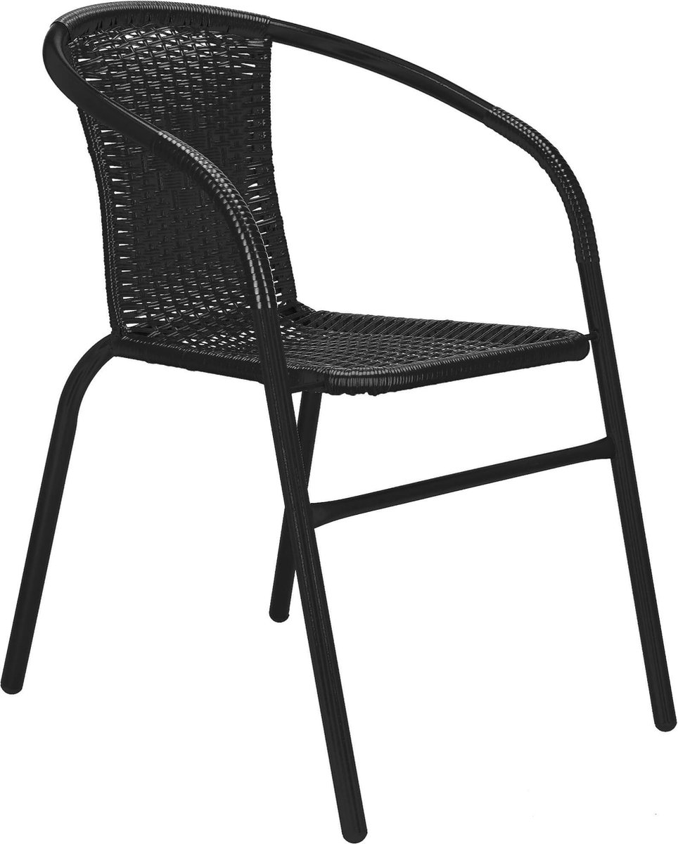Springos Tuinstoel | Tuinstoelen | Tuinstoel Buiten | Metaal | Textielgaas | Zwart | 130 kg