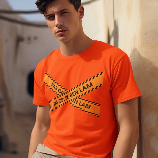 Oranje Koningsdag T-shirt - Pas Op Ik Ben Lam