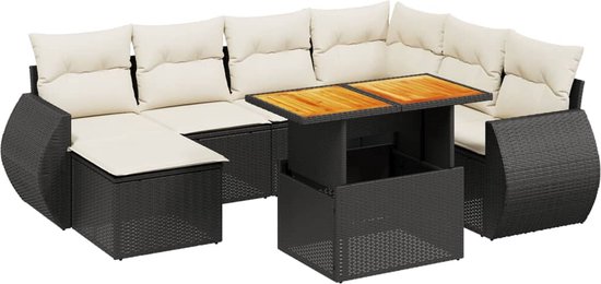 vidaXL Salon de jardin 8 pièces - Zwart - Coussins inclus - Ensemble de salon - Ensemble de canapés - Décoration extérieure - Salon de jardin - Mobilier de jardin