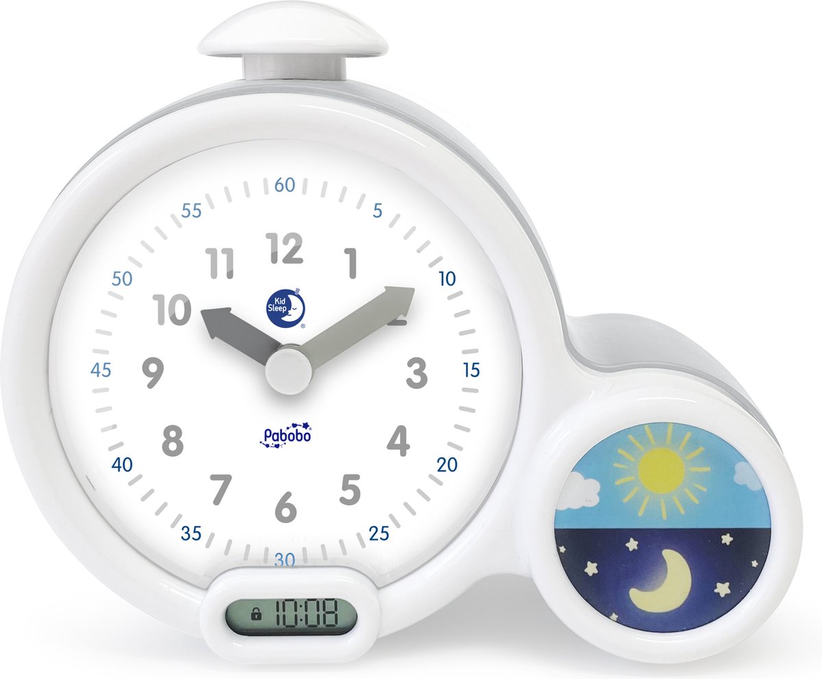 Bol.com KidSleep - Slaaptrainer en Kinderwekker - Met Nachtlampje - Wekkerfunctie - Inclusief Adapter - Limited Edition Grijs/Wit aanbieding