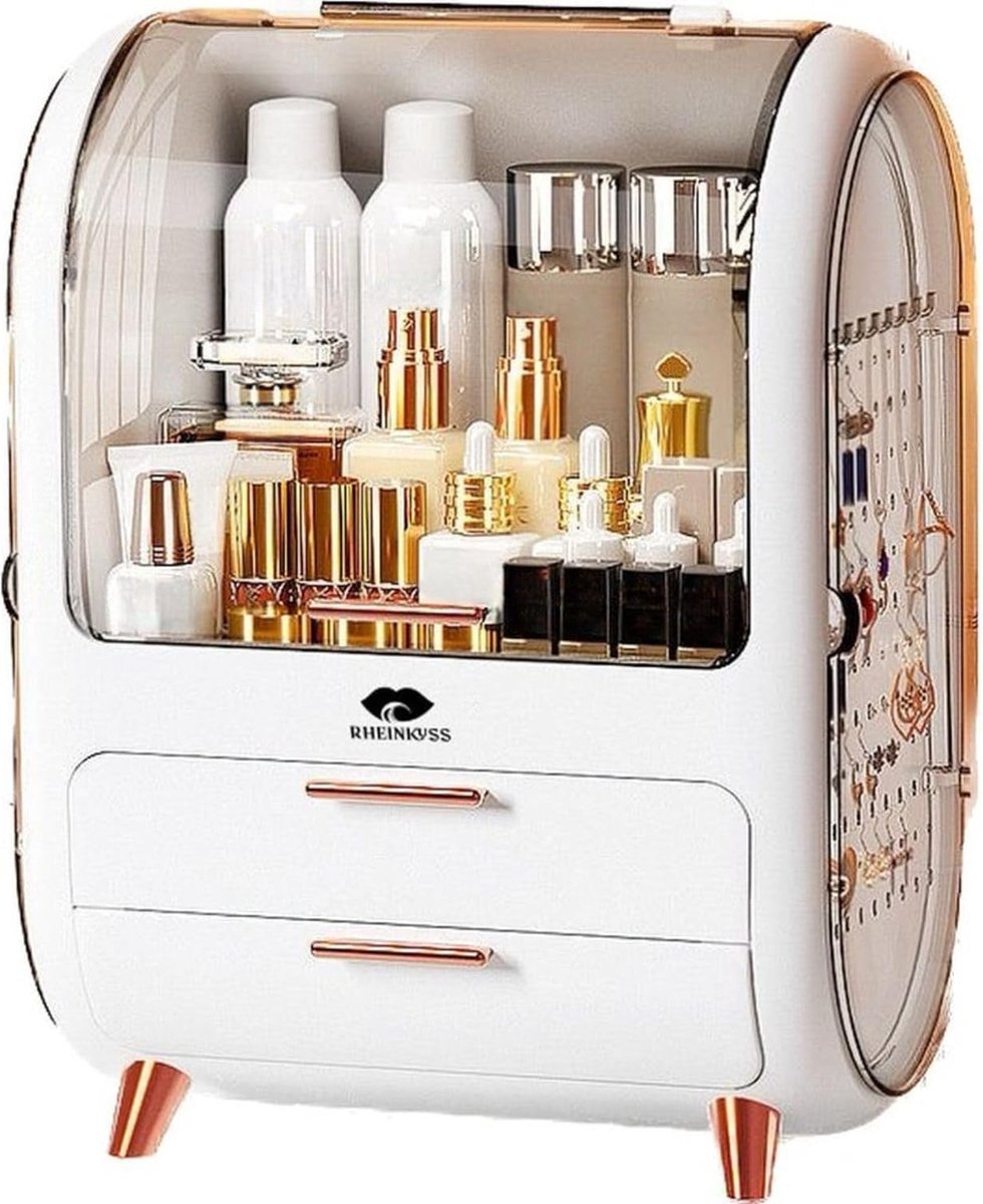 Waterdichte en Stofdichte Make-up Organizer met Laden in Wit Ideaal voor het Opbergen van Cosmetica en Make-up Tafelaccessoires Perfect voor Parfum