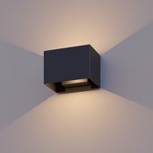 Calex Applique murale LED Venise - Rectangulaire - LED Haut et Bas - Angle de rayonnement réglable - 7W - Éclairage de jardin - Design moderne - Lumière blanche chaude - Pour intérieur et extérieur