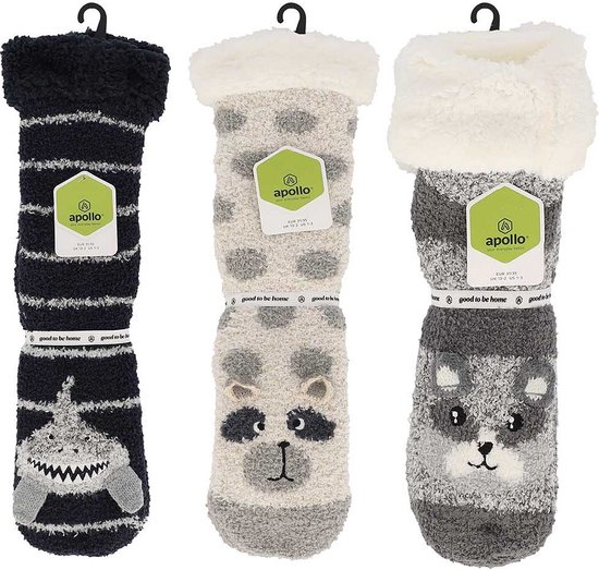 Apollo | Chaussettes d'intérieur Garçons | Lapin | Beige | Taille 25/30 | Chaussons pour enfants