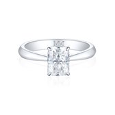 Luminara - 14k Witgouden Radiant Moissanite Verlovingsring met Hidden Halo - 1.2 karaat