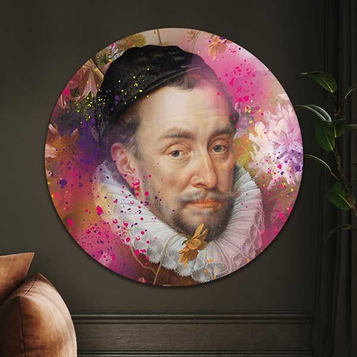 Muurcirkel - Willem van Oranje colour edition - Wallz | Forex | Ø 120cm | Inclusief ophangsysteem