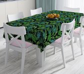 Tafelkleed 140x140 cm vierkant - Bedrukt Velvet Textiel - Palmbladeren - Tafellaken - De Groen Home