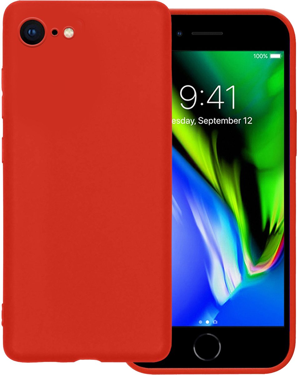 Hoesje Geschikt voor Apple iPhone 8 - Sterk & Shockproof - Hoes Cover - Siliconen Case - Rood