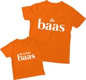 Matching oranje shirts Vader & Kind De Echte Baas | Maat L + 92 | shirts voor vader en kind | WK / EK, Koningsdag, Nederland
