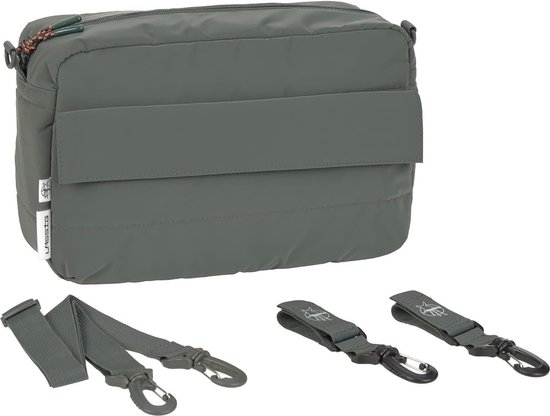 LÄSSIG Baby kinderwagen organizer schoudertas kinderwagen tas incl. kinderwagen bevestiging/GRE Buggy Bum Bag humus