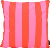 Housse de coussin à rayures rouge/rose | 45 x 45 cm | Coton / Polyester