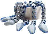 Fidget Toy Slang Gradiënt Blauw Zilver | Vera's Arts & Dice | 3D Print | Handgemaakt | Multi Kleur Verschillende Kleur Verlopen | Uniek! One of a Kind | Articulated Snake | Gelede Gewrichten Slang | Huisdier | Fidget Speelgoed