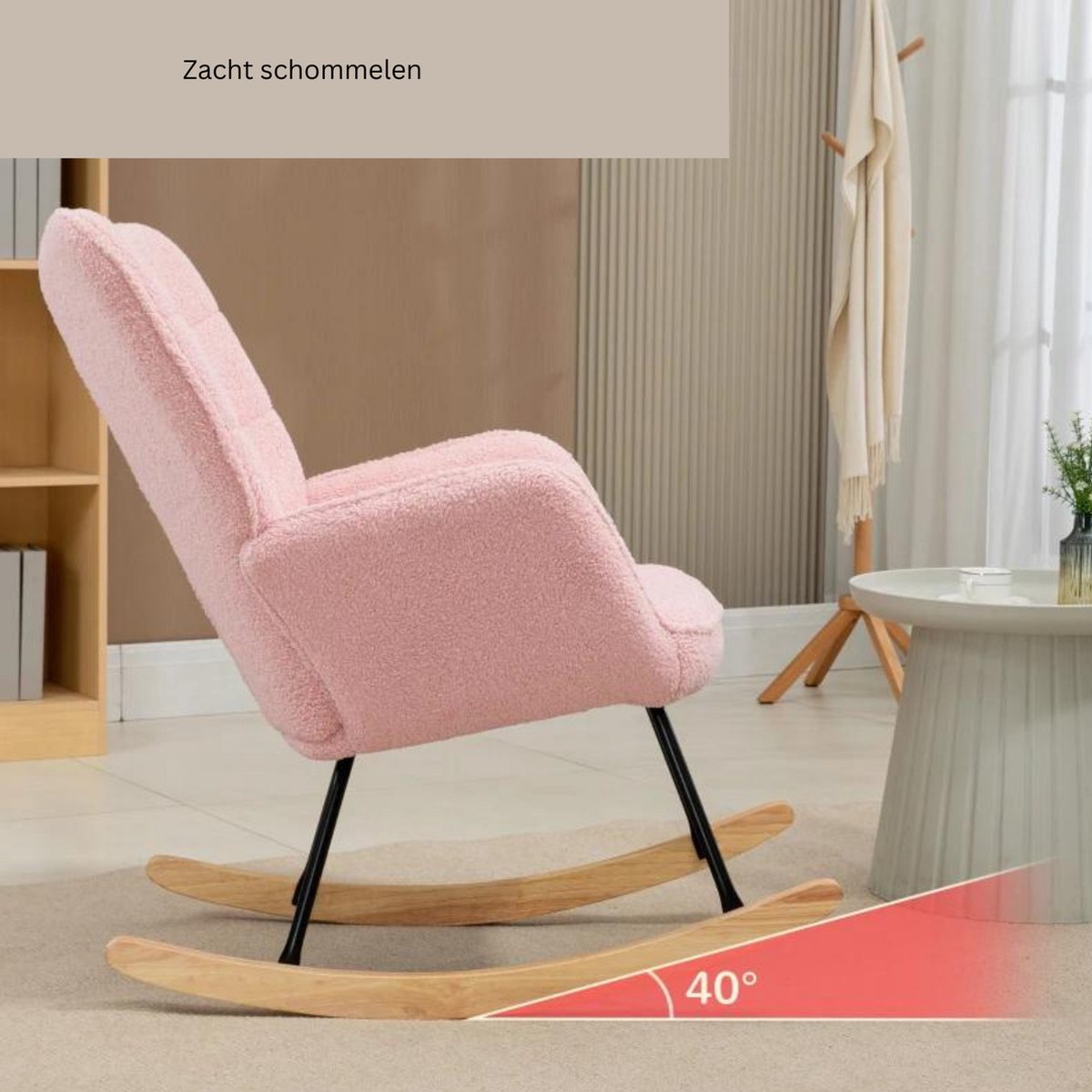 Zenzee Schommelstoel - Schommelstoelen babykamer - Relaxstoel - Fauteuil - Voedingsstoel - Roze — afbeelding 6