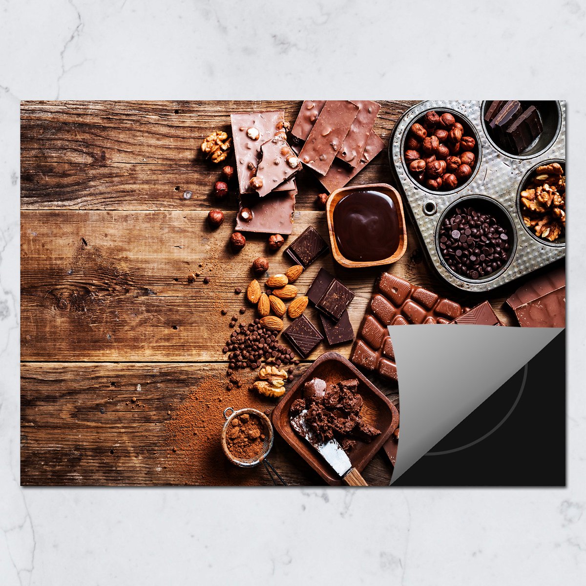 Inductie Beschermer 71x52 cm - Chocolade Tafel - Tafelen - Kookplaataccessoires - Afdekplaat voor kookplaat - Anti slip mat - Keuken decoratie - Inductiemat - Beschermmat voor fornuis